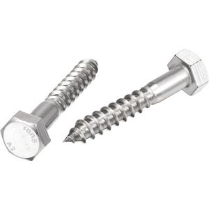 Zeskantkop hout rvs busschroef, Schroeven, bout, zeskantbouten, zelftappende bouten van roestvrij staal 304(M8 x 50mm)