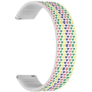 RYANUKA Solo Loop Strap Compatibel met Amazfit Bip 3, Bip 3 Pro, Bip U Pro, Bip, Bip Lite, Bip S, Bip S lite, Bip U (kleurrijk harten ontwerp) Quick-Release 20 mm rekbare siliconen band band