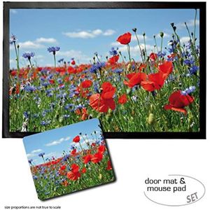 1art1 Bloemen, Wild Flower Meadow With Poppies And Cornflowers Deurmat (60x40 cm) + Muismat (23x19 cm) Cadeauset