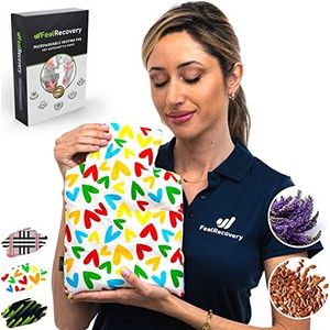 Pittenzak vorm van de Warmwaterfles - Warmtekussen Lijnzaadkussen voor Magnetron (30x22 cm) - Warmtezak met Wasbare Hoes, 100% Katoen en Lavendelgeur (Harten)