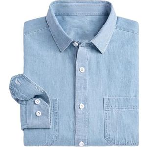 Dvbfufv Lente Herfst Heren Gewassen Lange Mouw Denim Shirt Heren Katoen Mode Shirt Jas Heren All-Match Kleding, NZ-01, M