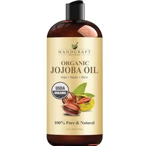 Handcraft Blends USDA Biologische Jojoba-olie - koudgeperste 473 ml - 100% puur en natuurlijk - hoogwaardige dragerolie voor huid en haar - haar en lichaam - massage - hexaanvrij