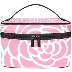 Roze rozen make-up organizer tas, reismake-up tas organizer case draagbare cosmetische tas voor vrouwen en meisjes toiletartikelen, Meerkleurig, 22.5x15x13.8cm/8.9x5.9x5.4in