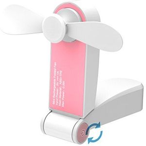 Jhua Draagbare mini-ventilator, opvouwbare kleine ventilator-zakventilator, USB-oplaadbare bureau-fan-reisfans voor thuis, reizen, kamperen (roze)
