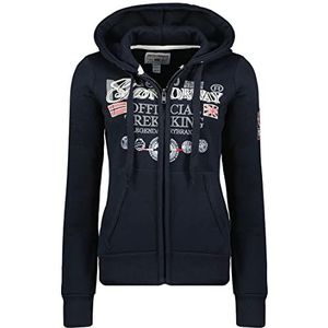 Geographical Norway Gladys Lady Sweatshirt met capuchon en kangoeroezakken voor dames, casual, lange mouwen, warm, marineblauw, XXL