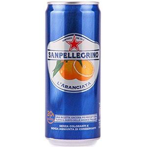 San Pellegrino Aranciata sinaasappellimonade (24 x 330 ml) – verfrissende drank met sinaasappelsmaak – Siziliaans sinaasappelsap (20%) – koolzuurhoudend – zonder conserveringsmiddelen – wegwerpdoos