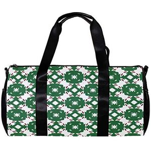 17 inch vat sporttas, creatieve groene Boho geometrisch patroon gymschoudertas voor dames en heren lichtgewicht plunjezak
