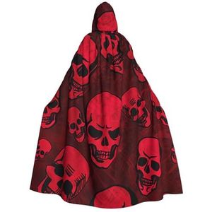WURTON Rode schedels volledige lengte carnaval cape met capuchon cosplay kostuums mantel, 190cm