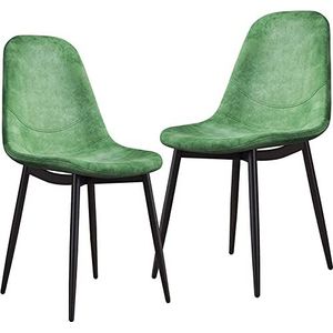 GEIRONV Moderne set van 2 eetkamerstoelen, keuken slaapkamer lounge zijstoelen zwart metalen poten fluwelen gestoffeerde rugleuning stoel Eetstoelen (Color : Light gray, Size : 38x40x86cm)