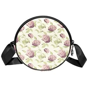 Messenger Bag vintage paarse bloem Crossbody Tas voor Vrouwen Rond, Meerkleurig, 6.7x6.7x2.3 in, Sling Rugzakken