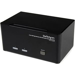 StarTech.com 2-poort Triple monitor DVI USB KVM-switch met audio en USB 2.0-hub
