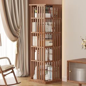 HRTLSS Roterende boekenplank, houtdraaiende boekenplank met 360 displays, staande boekenkast, smalle plank, draaiend organisator, opbergrek voor kleine ruimte, slaapkamer, studeerkamer