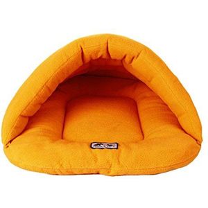 Gullor Winter Warm Comfortabel Hond Kat Konijn Kussen Half Overdekt Bed Slaapzak - Oranje (XS)