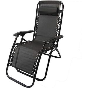 GEIRONV Zero Gravity Recliner Chair, Draagbare Verstelbare Lounger Recliners Binnenplaats Balkon Outdoor Sun Lounger Chair Fauteuils (Color : Black, Size : 178x59x55cm)