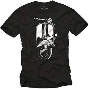 MAKAYA Roller Accessoires - Heren T-Shirt Met Ronde Hals Wijd Model Met Opdruk - Px Model Zwart Grote Maat XXL