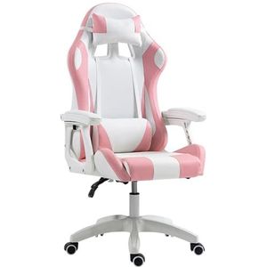 Gaming stoel, Roze verstelbare rugleuning Ergonomische Gaming stoel comfortabele computerstoel Reclinable lift armleuningen hoofdsteun bureaustoel(Without,YES_SLIDE HANDRAIL)