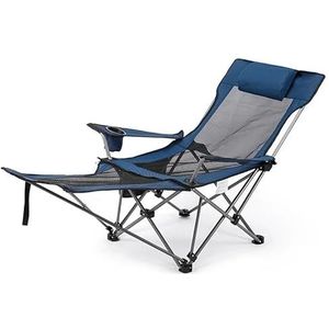 Outdoor klapstoel Camping strandstoel rugleuning met voetsteun Draagbare fauteuil Picknick Camping Vissen Vrije tijd stoel Outdoor fauteuil (Color : Blue)