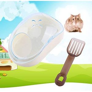 Hamsterzand Badkamer, Plastic Zandbadcontainer Klein Huisdier Bad Sauna Toilet Wasruimte Doos met Schop voor Syrische Hamster Gerbil Dwerghamster (Blu)