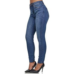 Tazzio Jeans voor dames, hoge taille, denim, slim skinny fit, jeansbroek, stretchbroek, F107, blauw, 38 Slim Tall