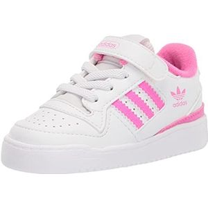 adidas Originals Forum Low Sneaker, White/White/Screaming Pink, 3 US Unisex Little Kid