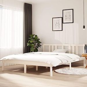 AJJHUUKI Bedden & Accessoires Bedframe Wit Massief Hout 150x200 cm Kingsize Meubels