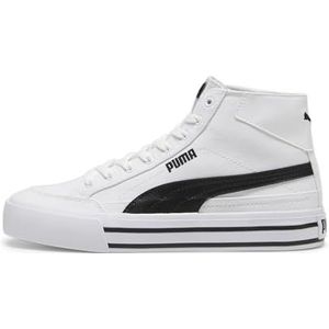 PUMA Heren Court Classic Vulc Mid Sneaker, wit/zwart, 13 UK, Wit Zwart, 48.5 EU