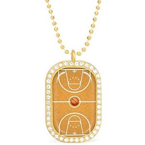 Basketbal Hof Met Een Bal Nieuwigheid Ketting Gepersonaliseerde Ketting Print Patroon Hanger Met Ketting Zilver Goud Gift Voor Vrouwen Mannen