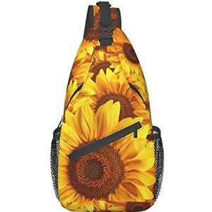 PSVOD Gele zonnebloem crossbody tassen, heren schoudertassen, borst schouder rugzakken, heuptassen, vrije tijd cross body tassen, reizen sport, Zwart, One Size