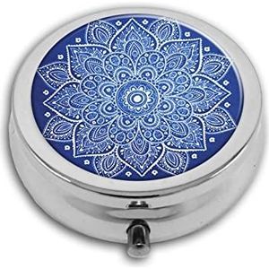 Mandala Pill Box-3 Compartiment Geneeskunde Pil Case, Draagbare Geneeskunde Tablet Vitamine Houder Organizer voor Portemonnee Pocket