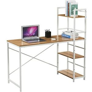 SVITA Combo2 Computertafel, eiken-look, witte metalen poten met plank, bureau, werktafel, pc-tafel