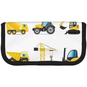 gopoo Cartoon Heavy Machinery Truck Leuke Canvas Potlood Pouch - Georganiseerde Opslag voor Reizen & Dagelijks Gebruik Etui, Make-up Pouch