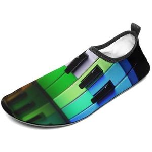 Water Schoenen Voor Vrouwen Mannen Sneldrogende Aqua Sokken Blotevoetenschoenen Kleurrijke Piano Muziek Regenboog Sport Strand Zwemschoenen, Stijl 1, 4.5 UK Men/ 3 UK Women