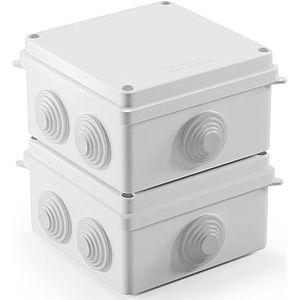 2 stuks aansluitdoos waterdicht IP65, elektrische verdeeldoos, verdeeldoos opbouw kunststof, stekkerschroefverbinding elektrische box, kabelaansluitdoos, aansluitdoos, wit