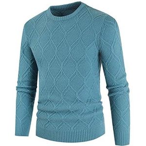 Herensweater van zacht katoen met kabelsteek en ronde hals met lange mouwen Kabeltrui met ronde hals voor heren Trui met ronde hals voor heren Zachte trui Klassieke stijl pullover-top met ronde hals