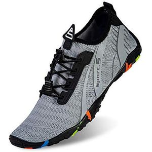 IceUnicorn Strandschoenen voor dames en heren, zwemschoenen, aquaschoenen, zomer, surfschoenen, blotevoetschoenen, minimalistische knit, 934 lichtgrijs, 46 EU