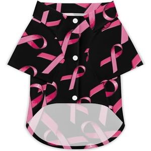 Roze Satijn Lint Borstkanker Hond Hawaiiaanse Shirts Gedrukt T-shirt Strand Shirt Huisdier Kleding Outfit Tops 2XL