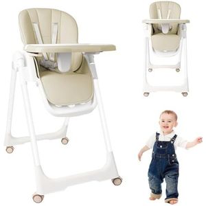 A,BESTXH Children's High Chair, Folding High Chair with Adjustable Tray, Height-Adjustable Baby Dining Chair with Reclining Function, Portable High Chair for Home and Travel