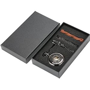 Vintage luxe metalen mechanische zakhorloge gladde punk hand wikkelklok set met geschenken doos tassen lederen pin ketting Verjaardag Cadeaus