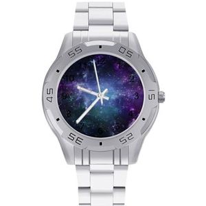 Blauw Paars Galaxy Mannen Zakelijke Horloges Legering Analoge Quartz Horloge Mode Horloges