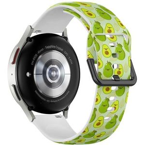 Sportieve zachte band compatibel met Samsung Galaxy Watch 6 / Classic, Galaxy Watch 5 / PRO, Galaxy Watch 4 Classic (schattig glimlachend avocado-ontwerp) siliconen armband accessoire