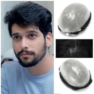Heren toupet Herentoupetje Duurzame dunne huid Volledige basis Mannelijke menselijke haarpruiken 0,06 mm Herenhaarsysteem Pruiken(Platinum Blonde,7x9)