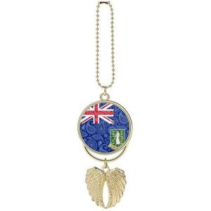 Paisley Britse Maagdeneilanden Vlag Auto Achteruitkijkspiegel Opknoping Ornament Angel Wing Hanger Lucky Charm Voor Auto Interieur Gouden-Stijl-1