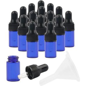 Lege vloeibare fles met glazen pipetten herbruikbare 1-2ml reisdispenser vakantie cosmetische container bad gel lotion aromatherapie, blauw, 2ml