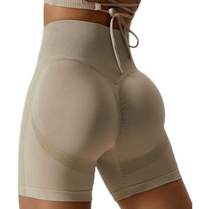 Dames Shorts Naadloze Sport Shorts Voor Vrouwen Fietsen Joggen Fitness Hoge Taille Push-Up Gym Shorts Leggings-Armani Grijs-XL