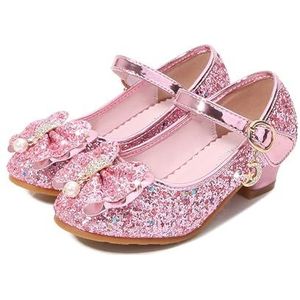 Prinsessenschoenen voor meisjes, schoenen voor kinderen, glanzende prinsessenschoenen met pailletten, voor meisjes, performance-schoenen voor school, paarse schoenen voor peuters, Roze, 36 EU