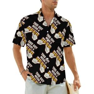 This Guy Needs A Beer herenoverhemden korte mouwen strandshirt Hawaiiaans shirt casual zomer T-shirt S