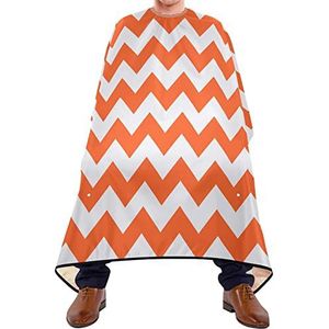 Kapper Cape 140x168cm, Oranje & Wit Kappers Snijjurk Unisex Kappers Schort Waterdichte Kappers Toga, voor het verven Styling, Haar Styling, Kapper