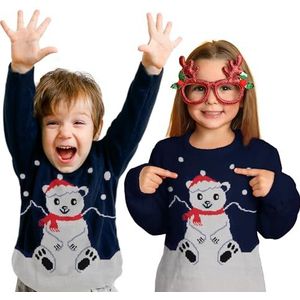 United Labels Kersttrui voor kinderen - ijsbeer winter gebreide trui sweatshirt Ugly Christmas sweater Kerstmis blauw, blauw, 98/104 cm