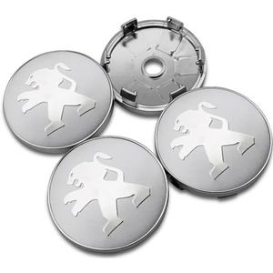 SJZZJMZ 4 stuks auto wielnaafdoppen voor Peugeot 206 308 307 207 208 3008 407 508 56mm auto wieldoppen wieldoppen stickers vervanging A