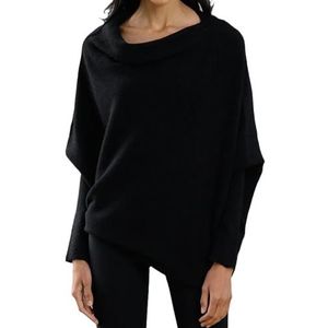 Asymmetric Draped Jumper, Long Batwing Sleeve, Asymmetrical Sweaters for Women, Asymmetrical Draped Jumper (Free Size,Black)
